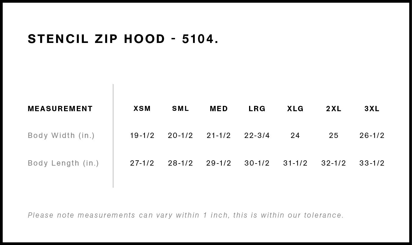 Stencil Zip Hood | 5104, custom hoodie or sweatshirt with logo imprint 14