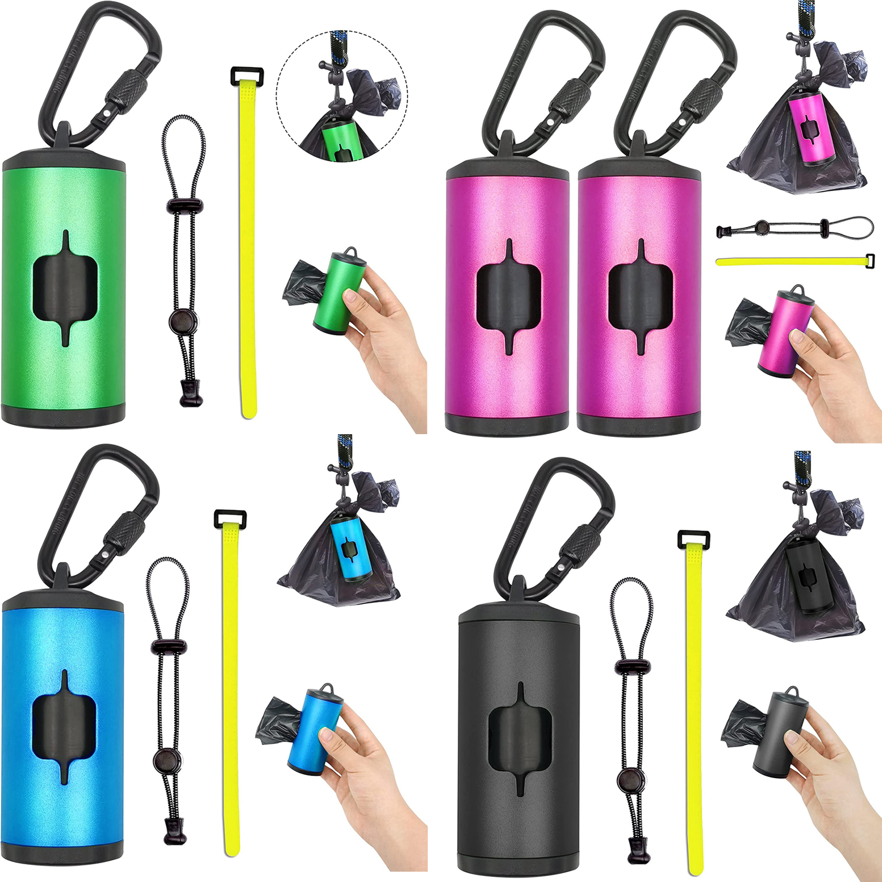Aluminum Poo Bags Dispenser with Bags and Leash Accessories 2