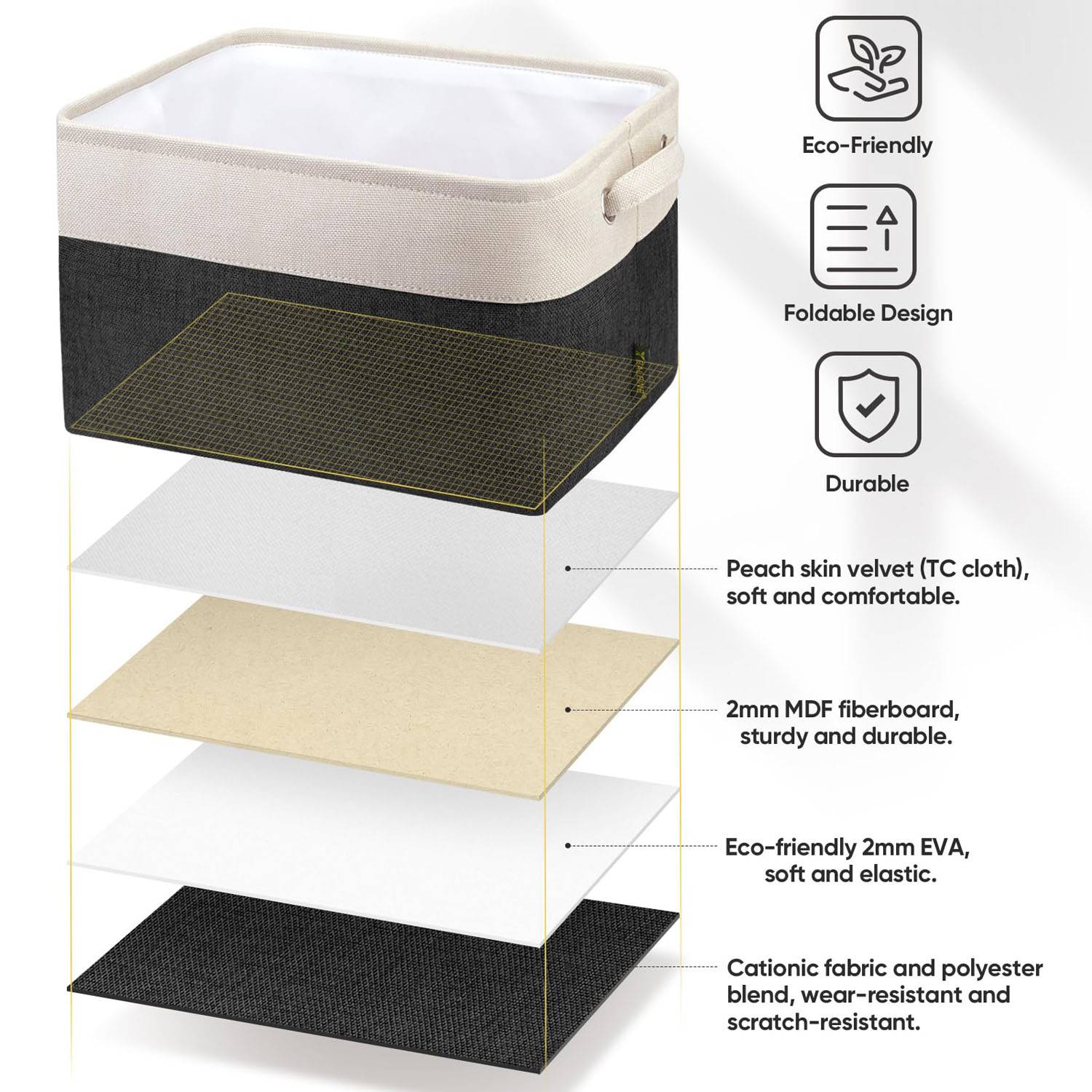 Foldable Linen Fabric Storage Bins for Toys Clothes 7