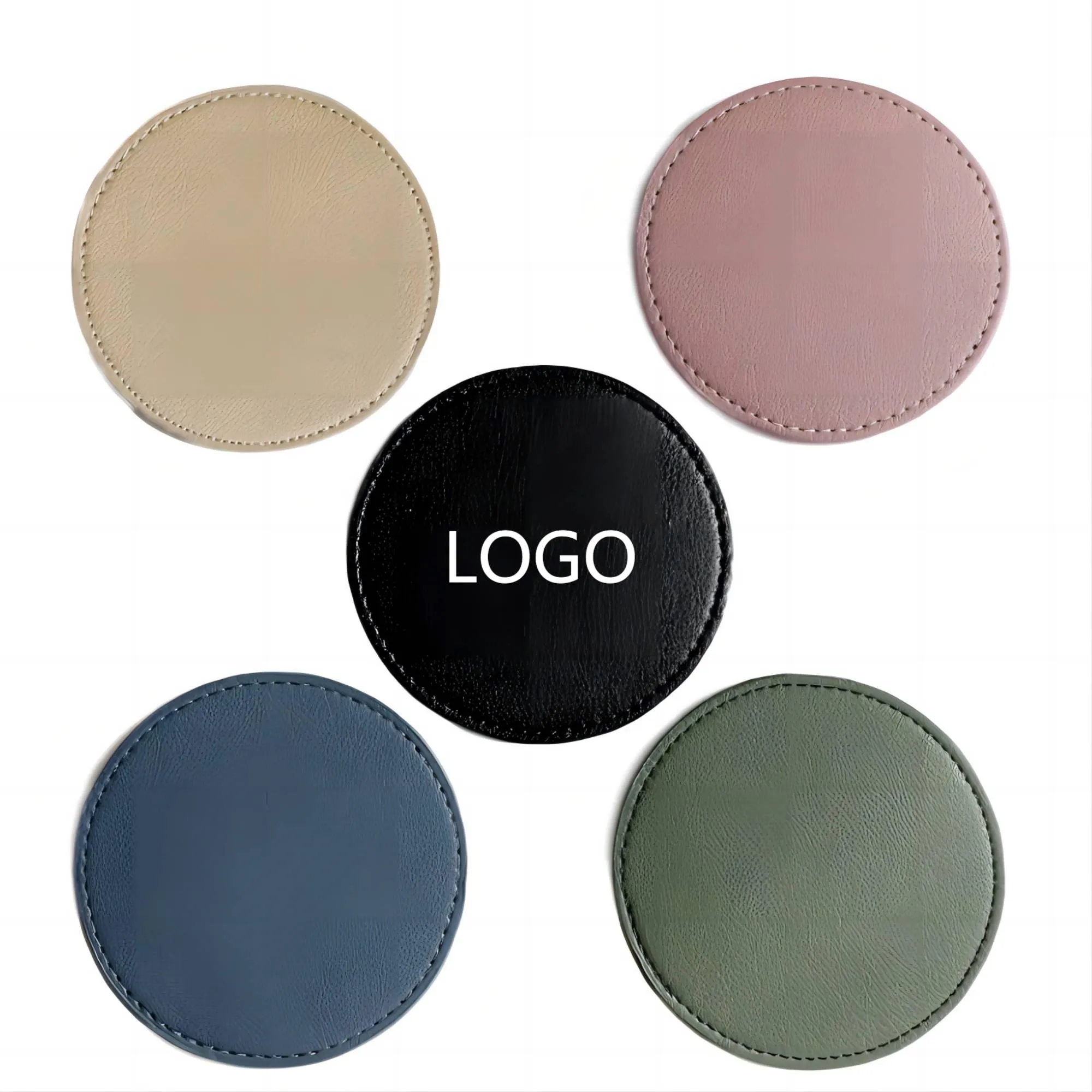 PU Leather Absorbent  Round Coaster MOQ 50 2