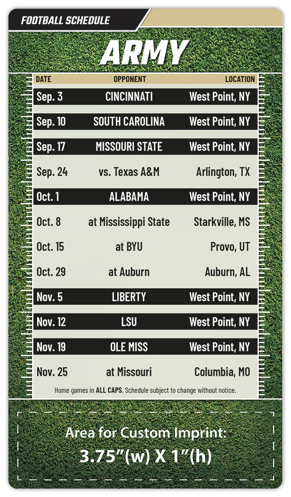 Magnet Sport Schedules - 4x7 Football Round Corners - 25 mil.