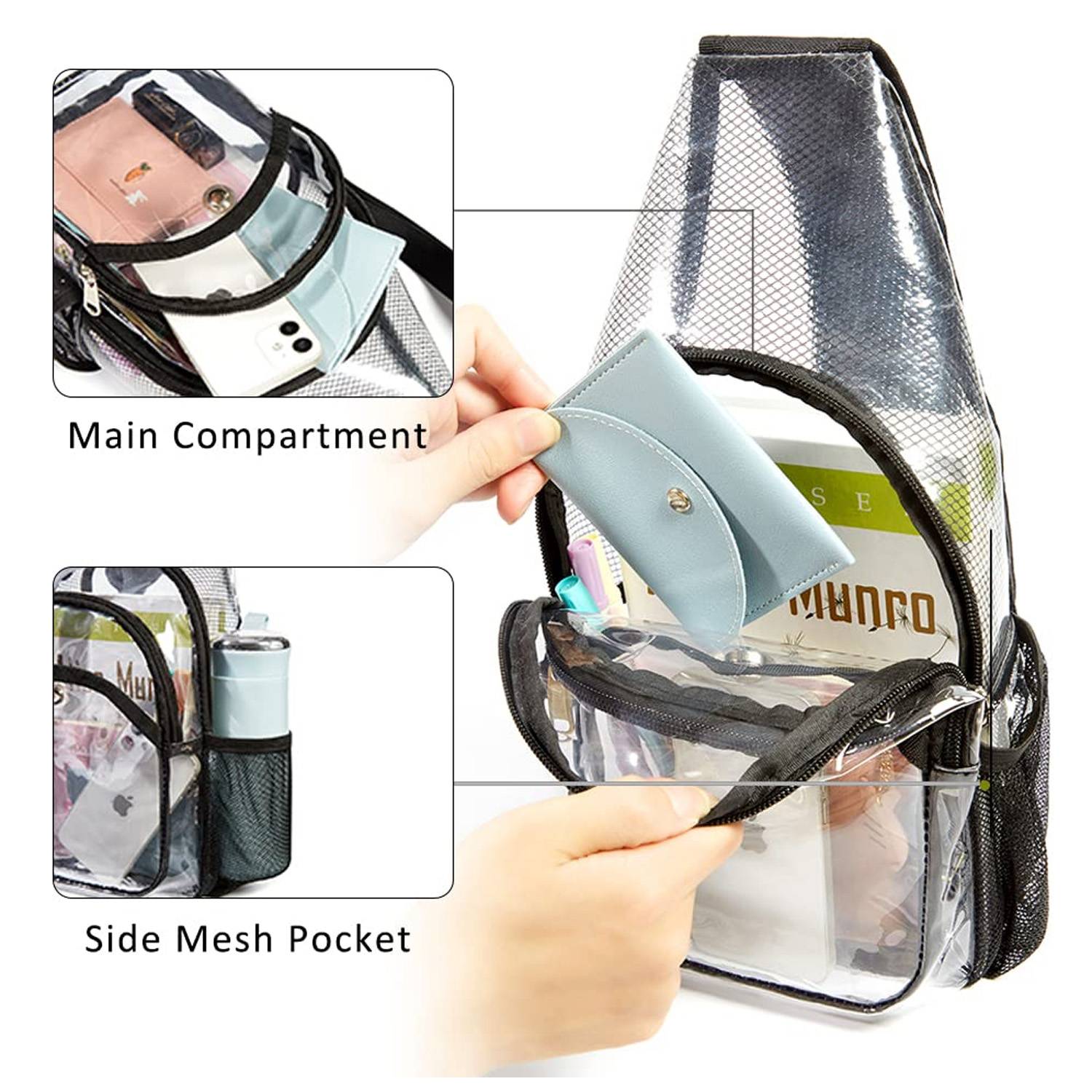 Mini PVC Clear Crossbody Shoulder Backpack for Women & Men 4