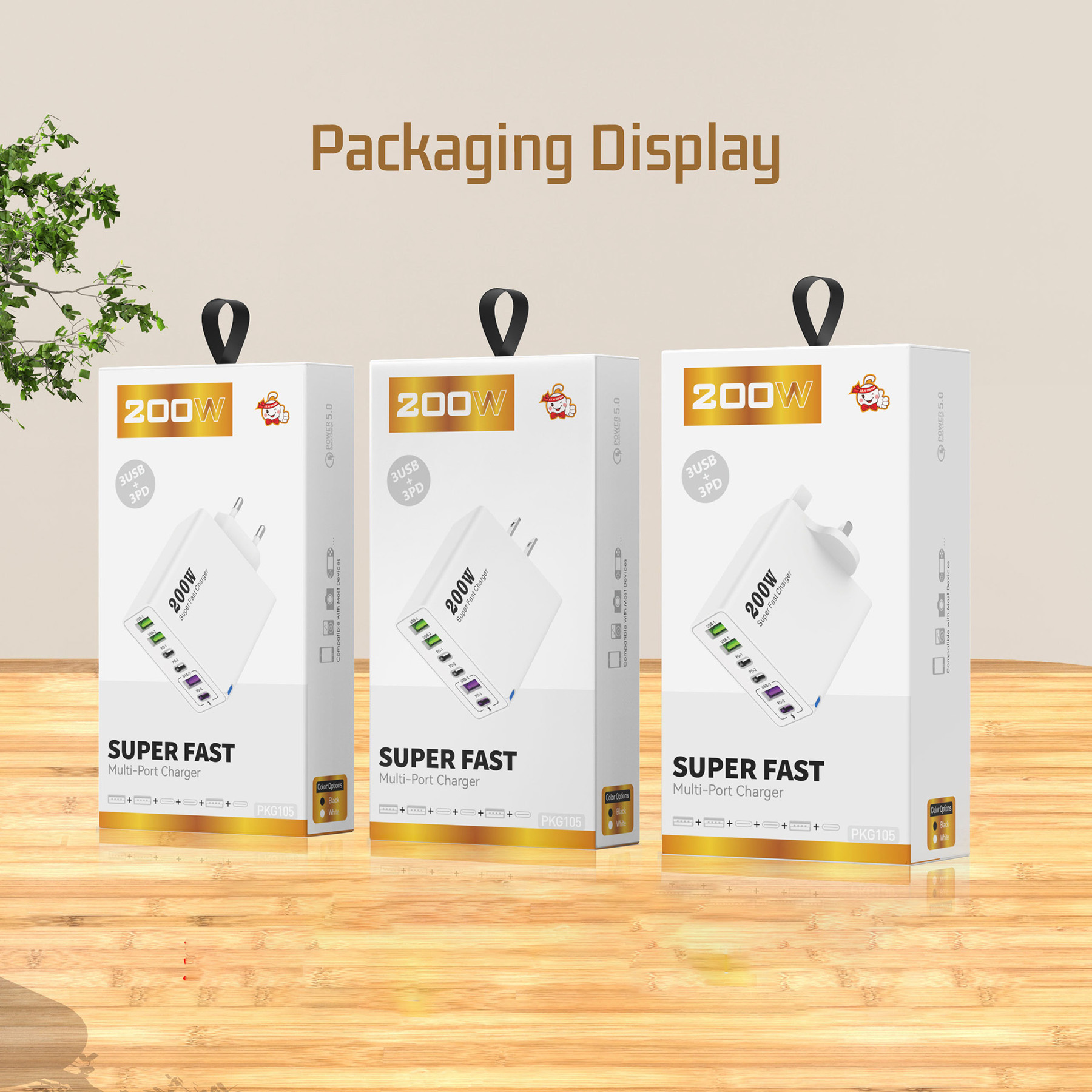 200W Multi Port Charger With 3USB 3PD 3