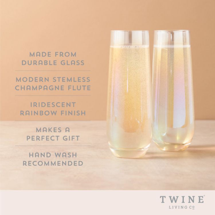 Twine Living® Luster Stemless Champagne Flute, set of 2 3