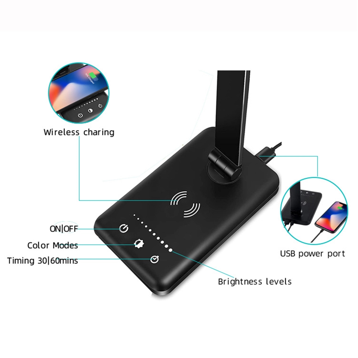 Multi-Functional Foldable LED Desk Lamp w/Wireless Charger 5