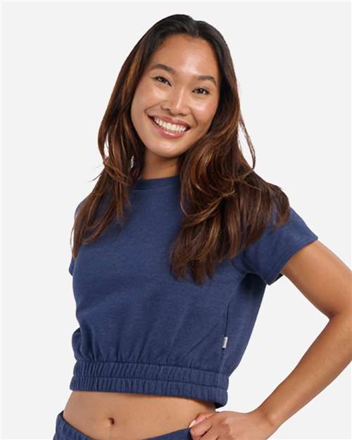 Women's French Terry Short Sleeve Cropped Crewneck Sweatshirt - BW2103 6