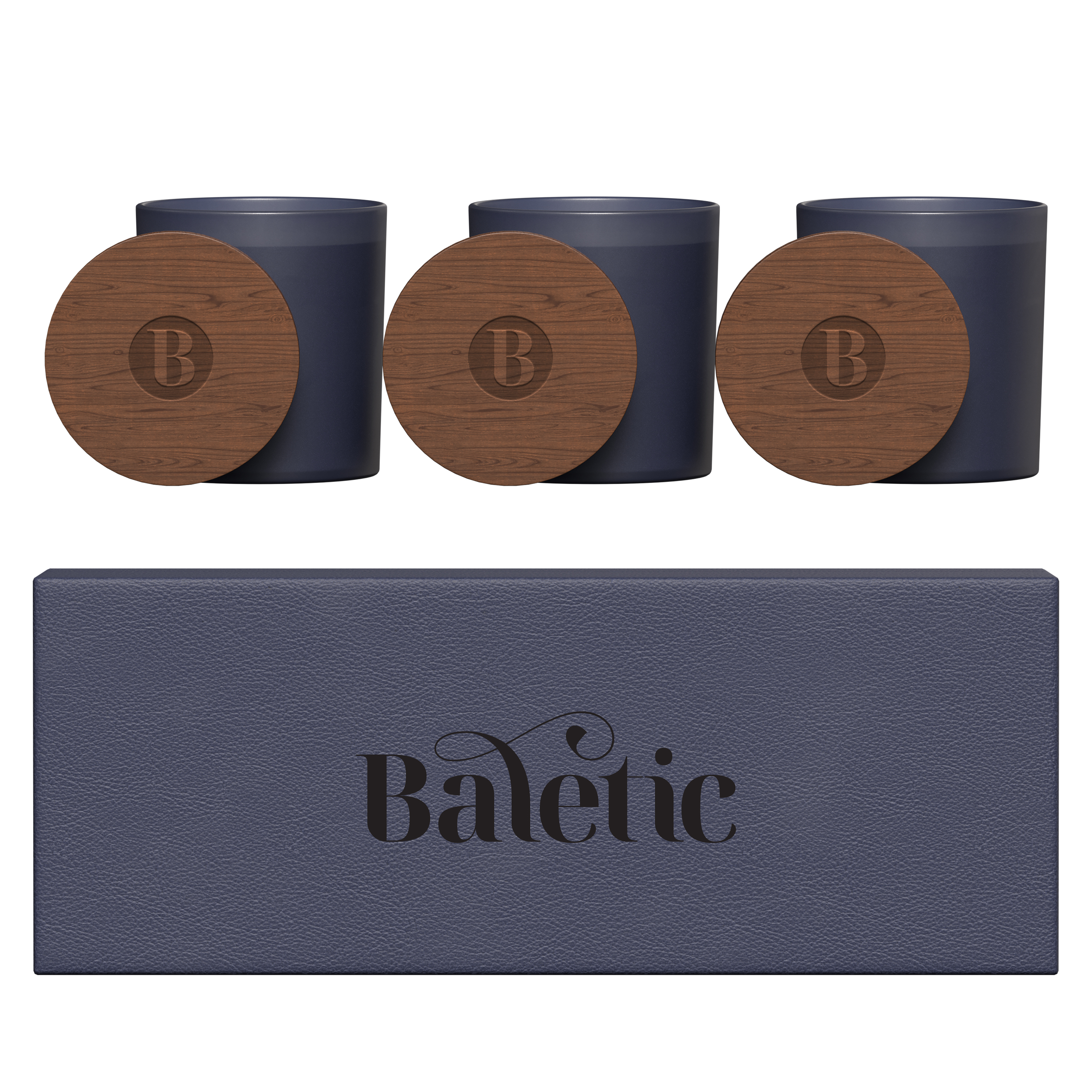 Vista glass candle 3-pack with acacia wood lids 14