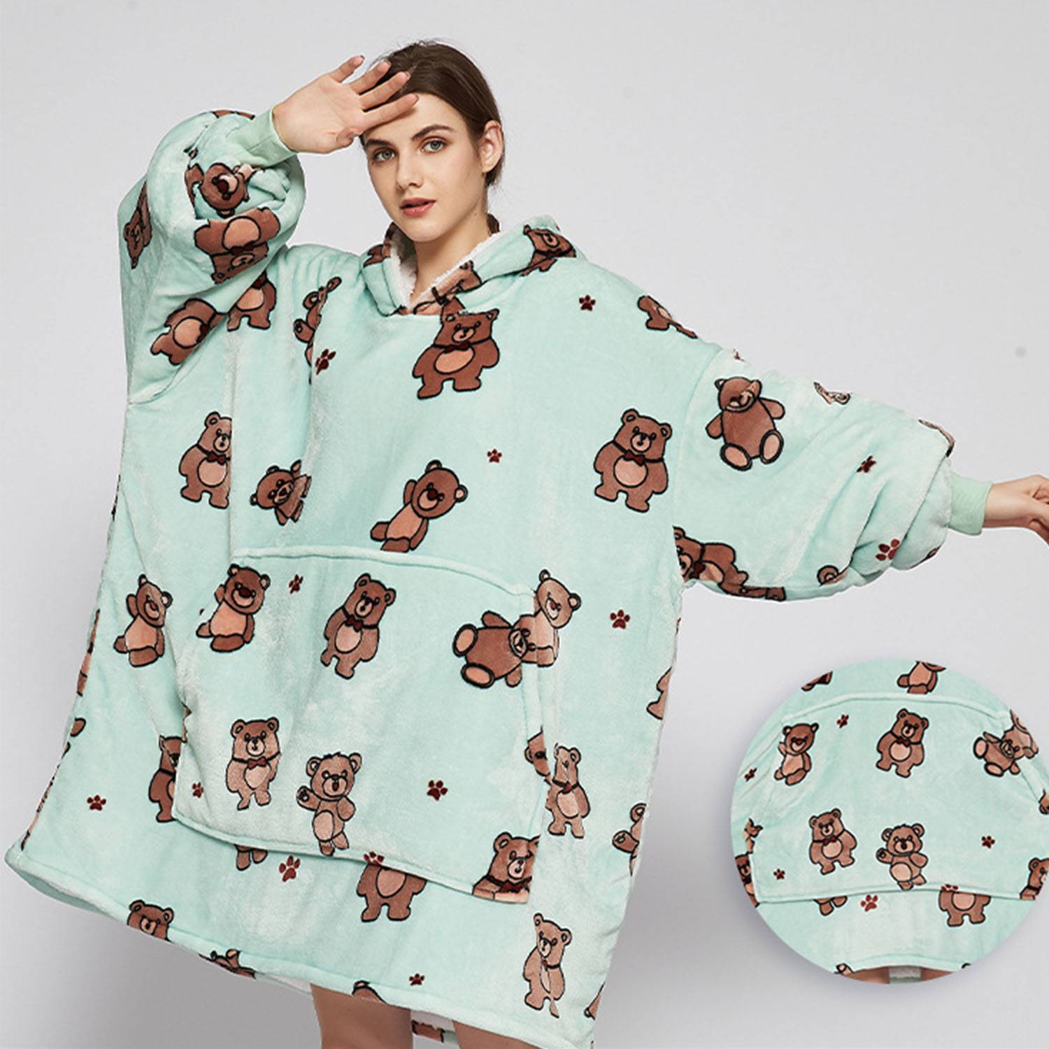 Winter Flannel Hooded Nightgown 3