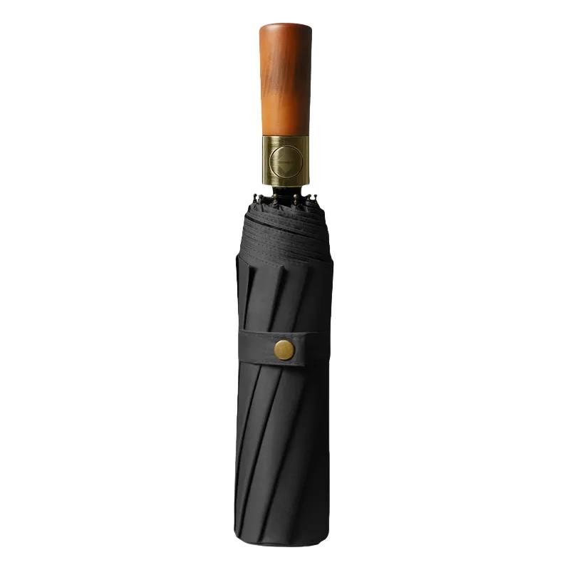16 - Rib Wooden - Handle Auto Open All - Weather Umbrella 12