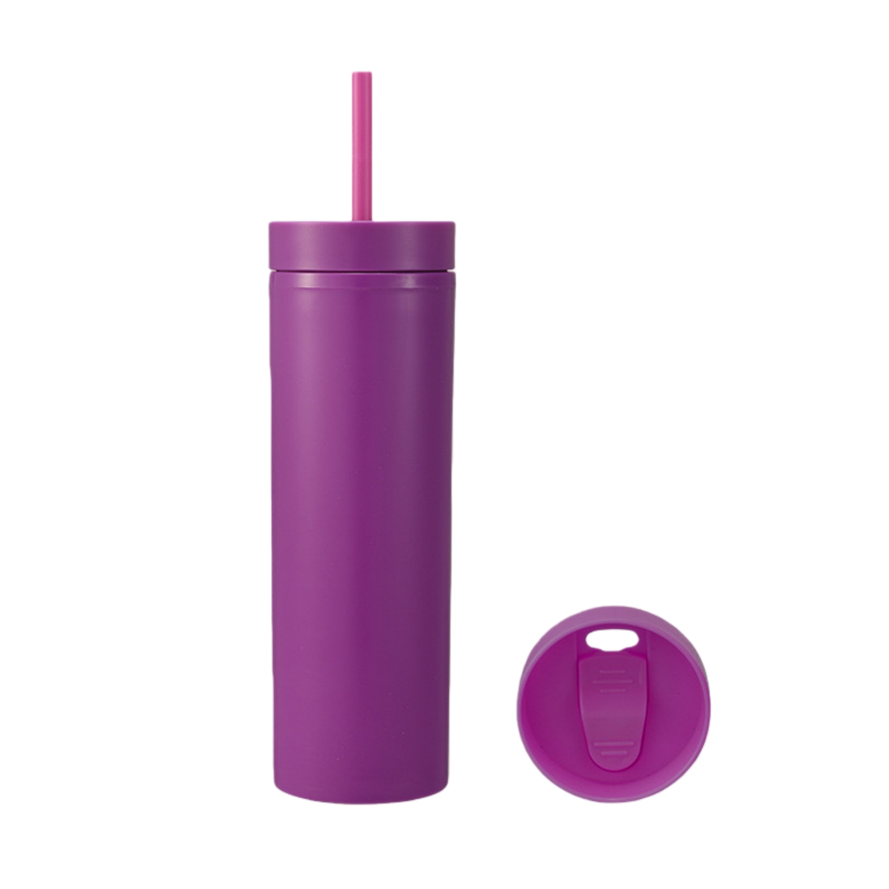 Double-layered Plastic Straight Cup With Straw 6