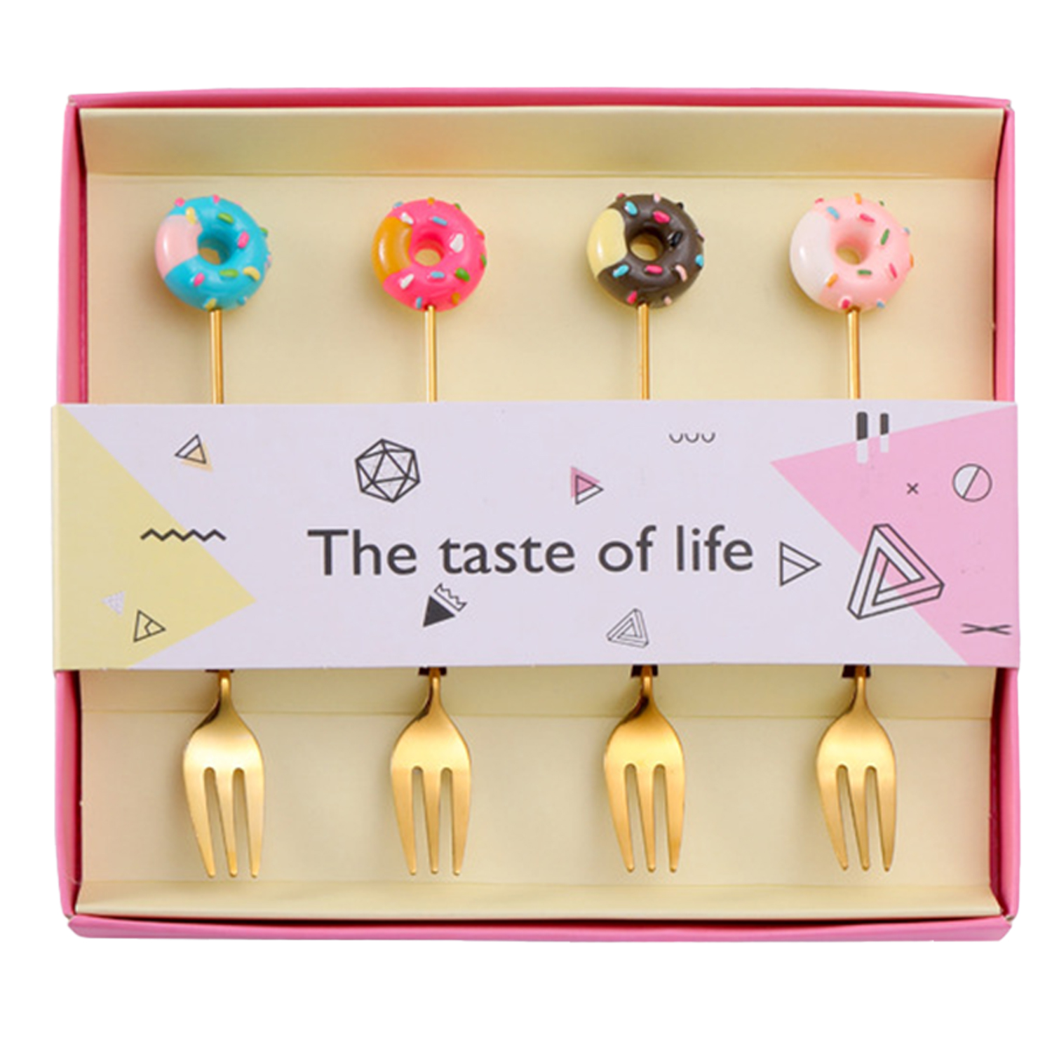4PCS Donut Stainless Steel Dessert Coffee Fork Spoon 8