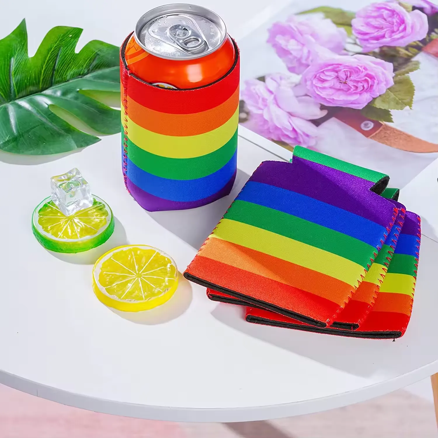 Rainbow Pride Collapsible Foam Can Cooler 7