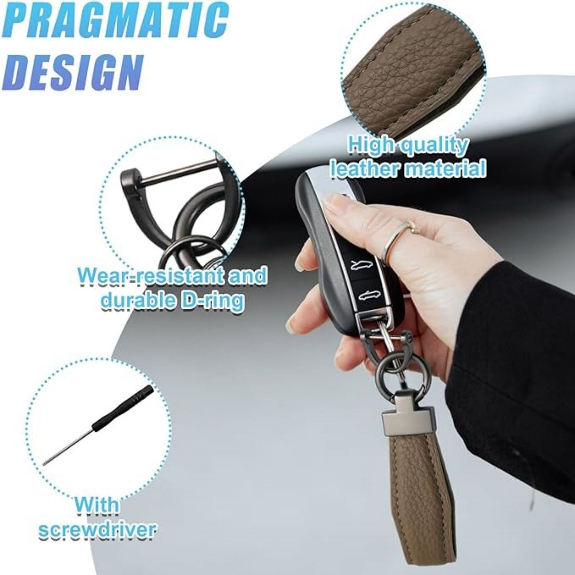 Leather Car Keychain With 360 Degree Rotatable 1