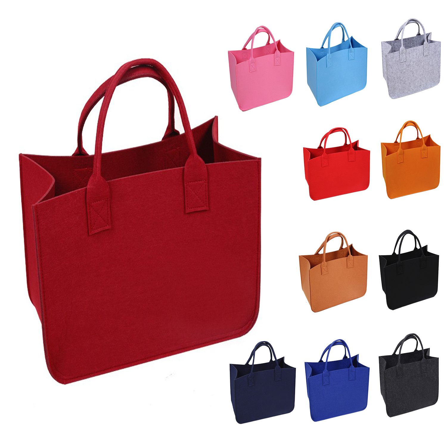 Felt Solid Color Tote Bag 3