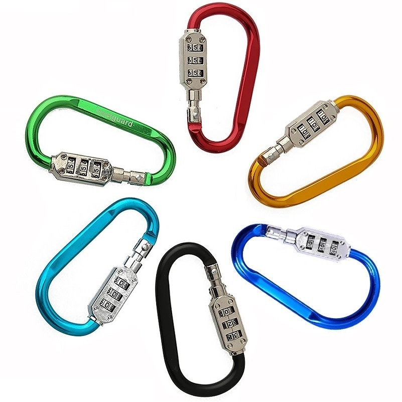 Metal Carabiners D-Ring Clip / 3-digit Luggage Lock 3