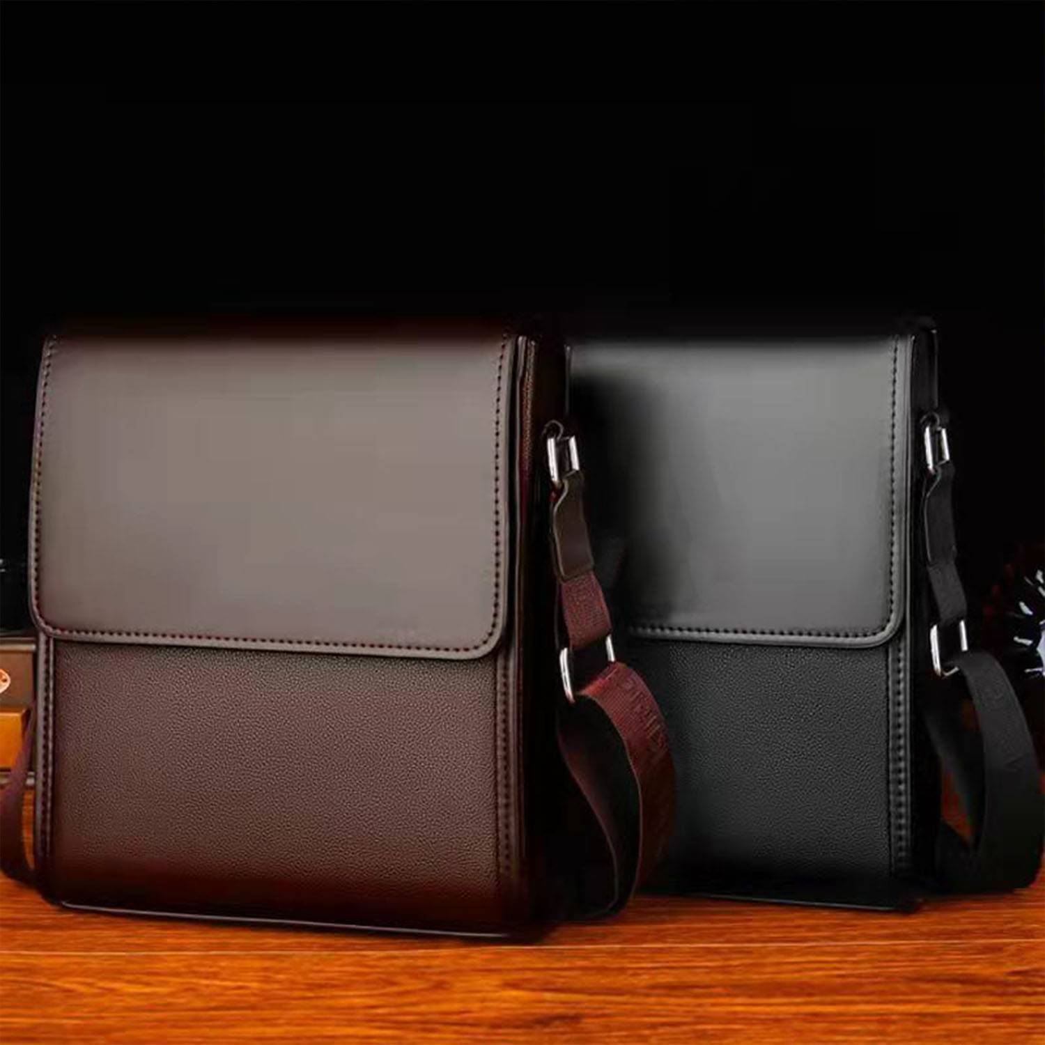 PU Leather Large capacity business crossbody bag for men 6