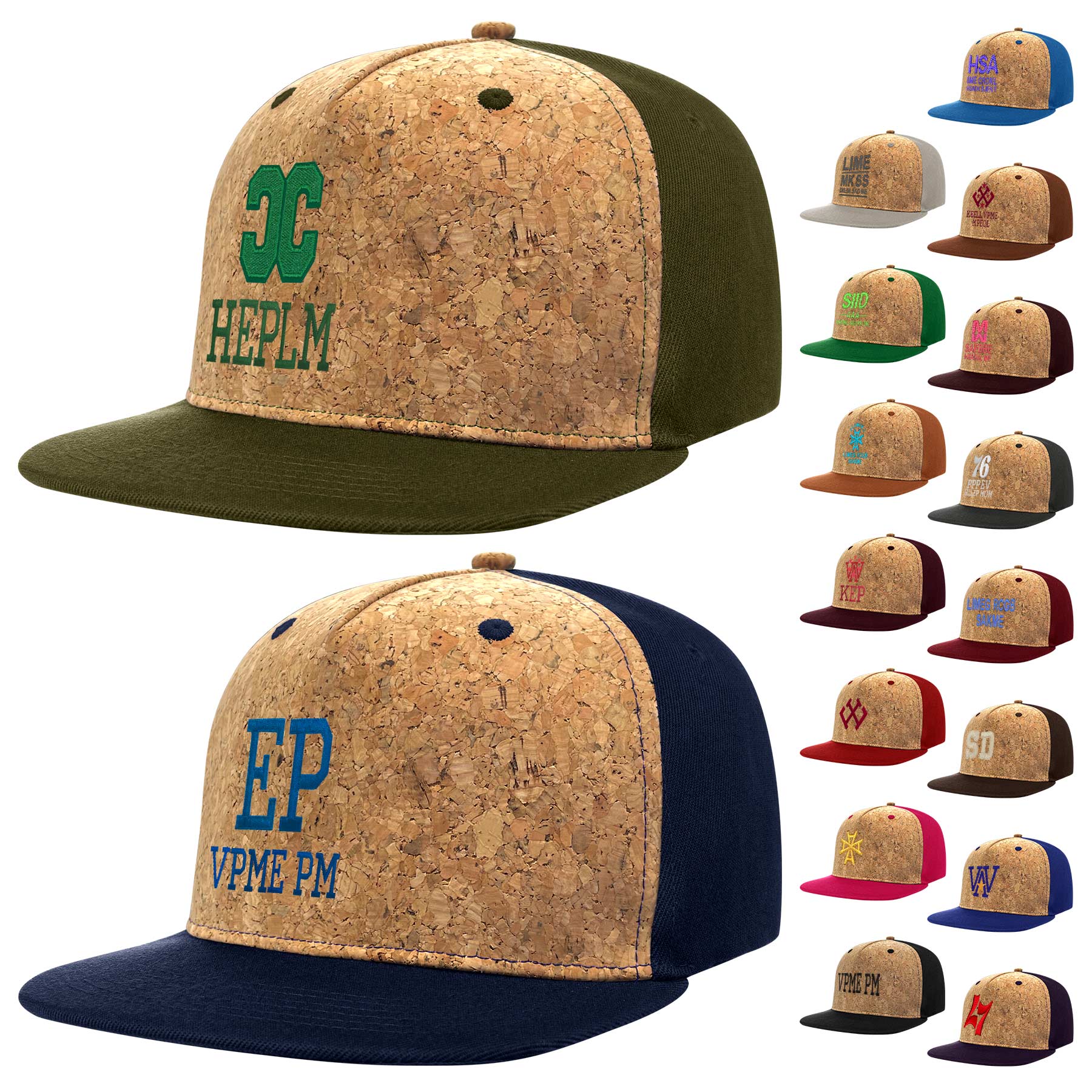 Cotton Flat Visor Adjustable Snapback Cork Caps 5