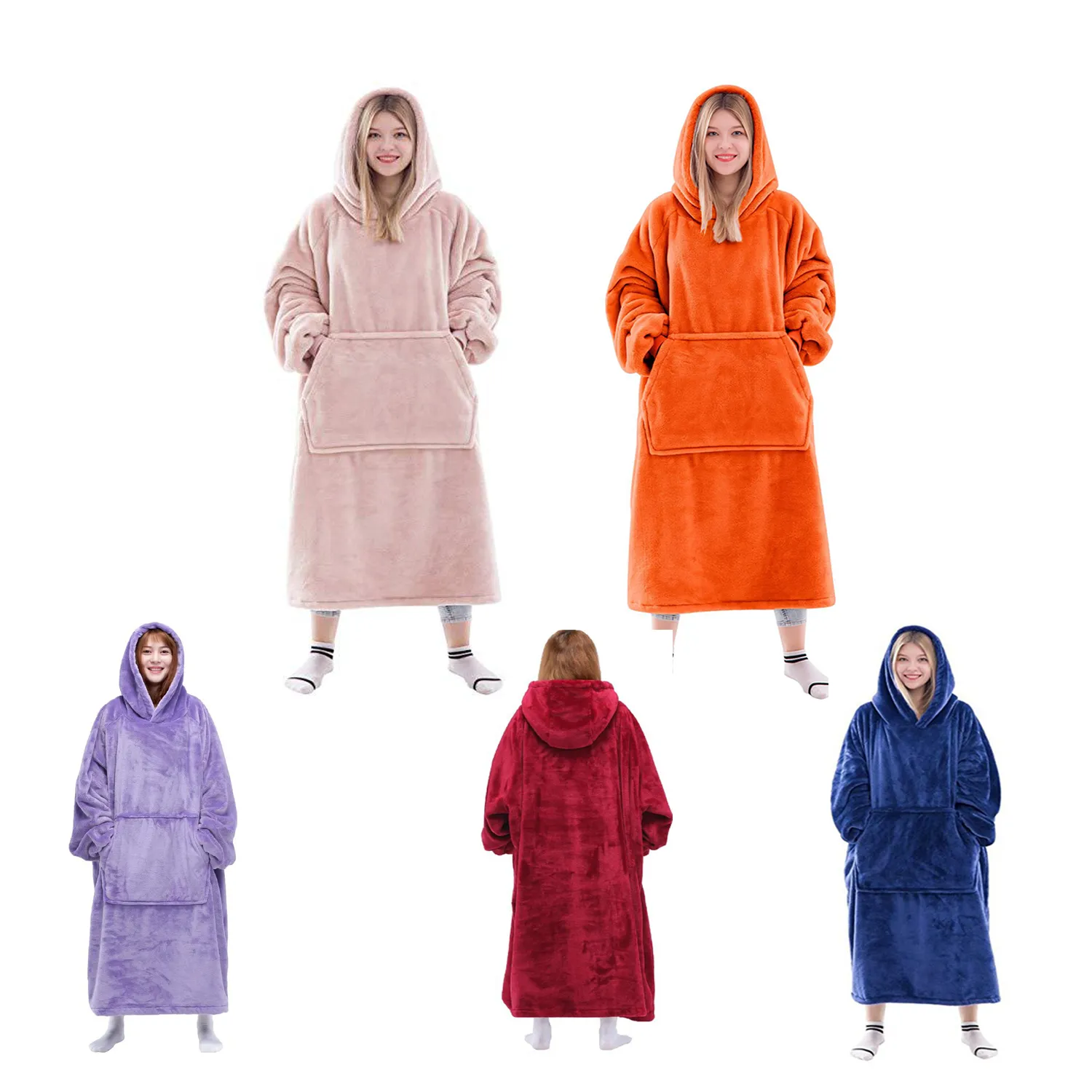 Oversized Microfiber & Sherpa Wearable Blanket 4