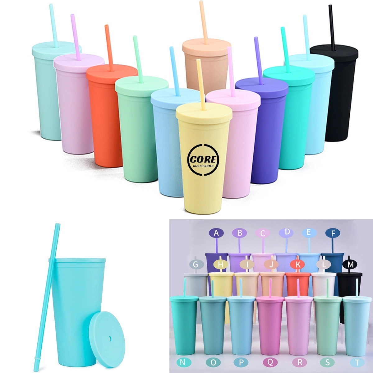 16 Oz Acrylic Tumbler With Lids And Straws 2