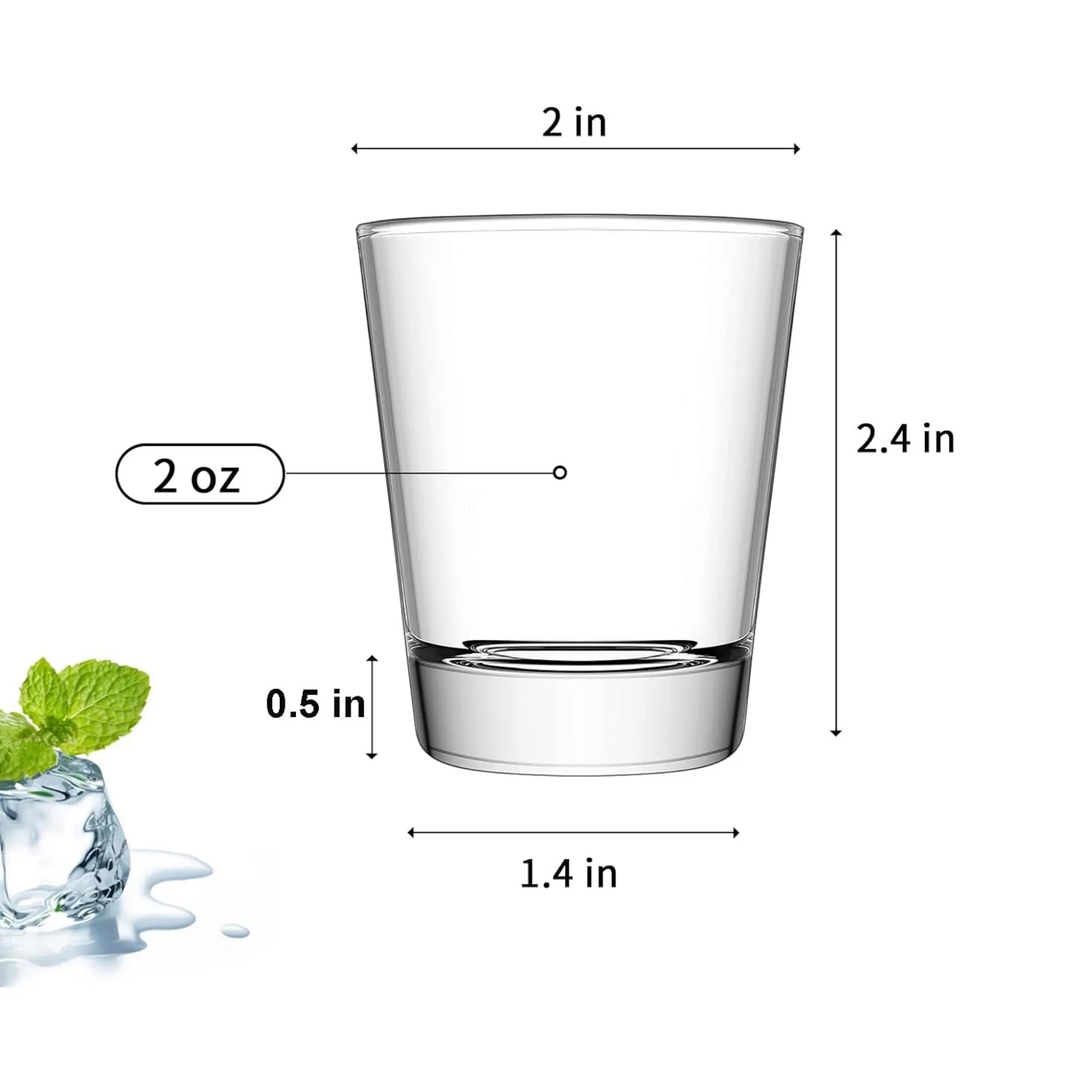 2oz Clear Durable Bar Shot Glass Cups 3