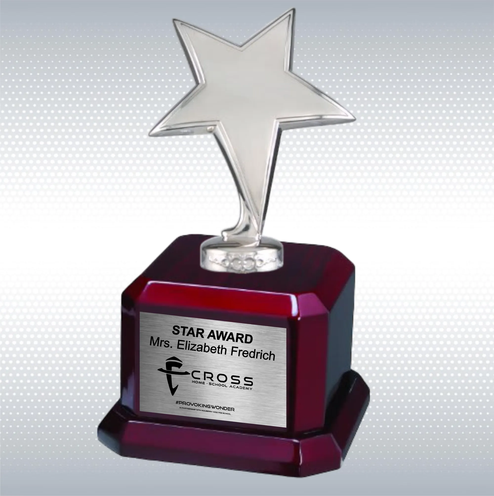 9 1/2" Star Trophy Award on Rosewood Royal Piano Finish Base 26