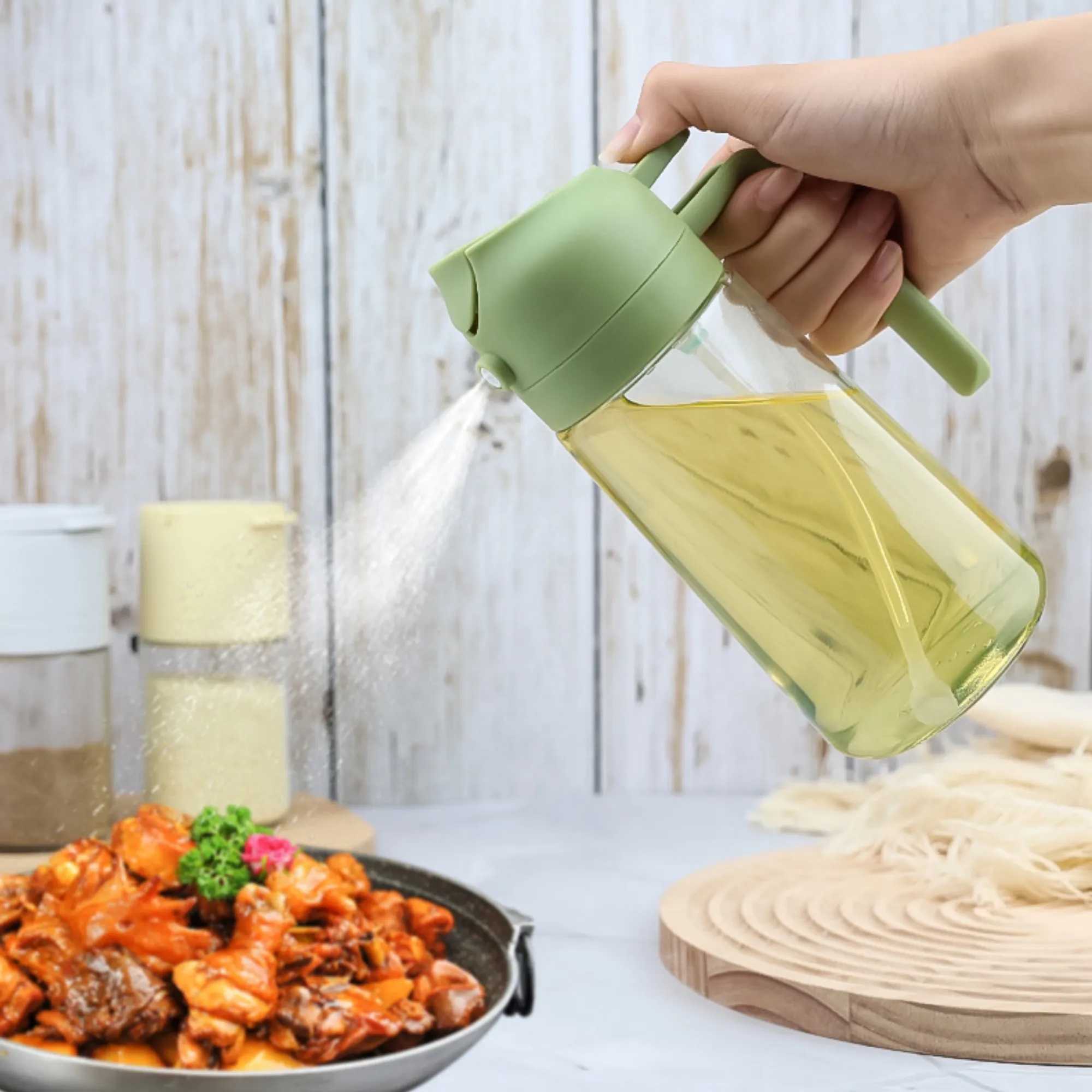 16 Ounce 2-In-1 Glass Kitchen Oil Dispenser Bottle 1