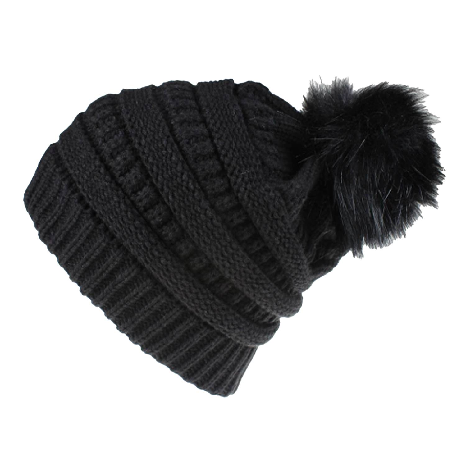 Custom Knitted Multiple Color Blend Pompom Beanie Winter Hat 4