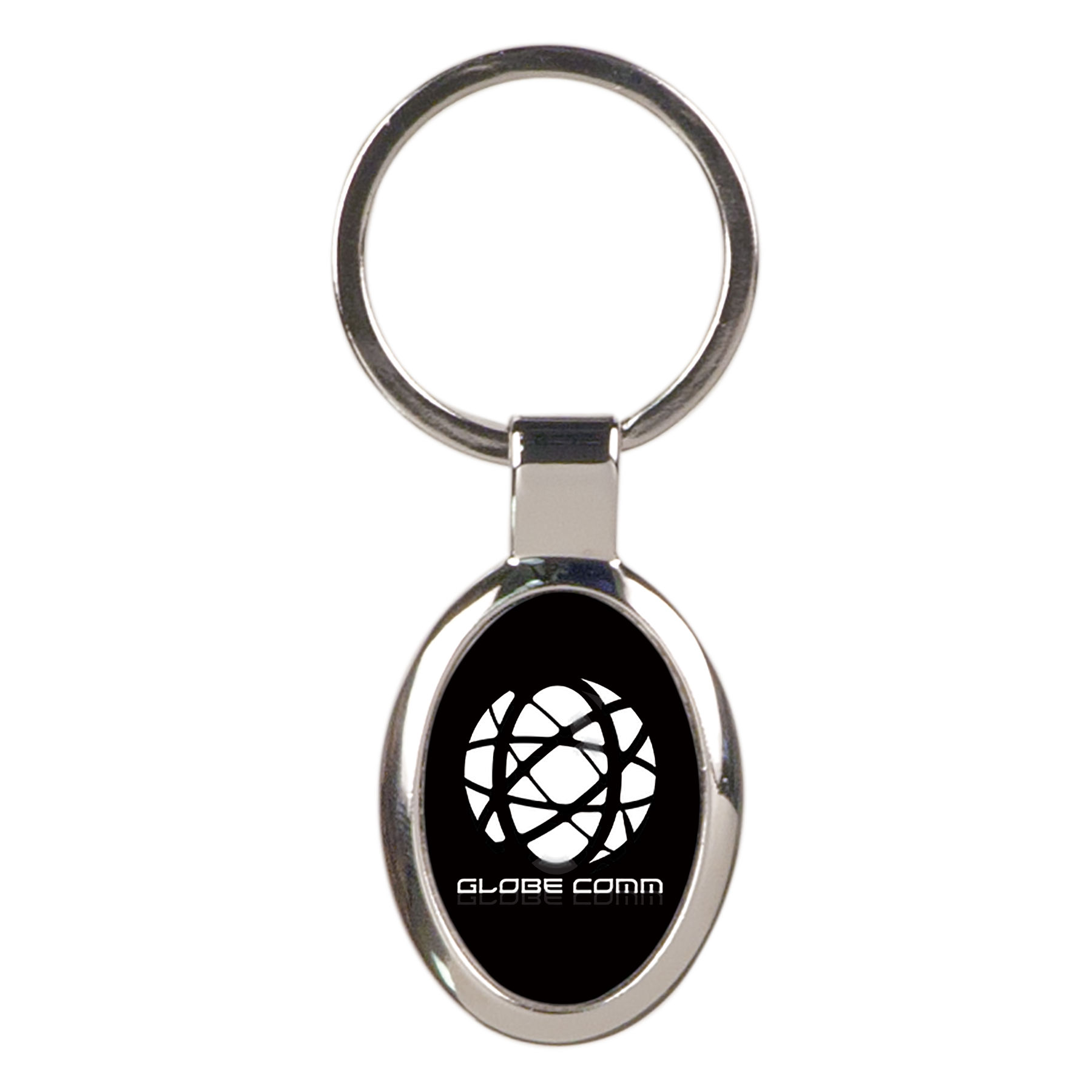 1 1/8" x 1 5/8" Black Oval Keychain 1