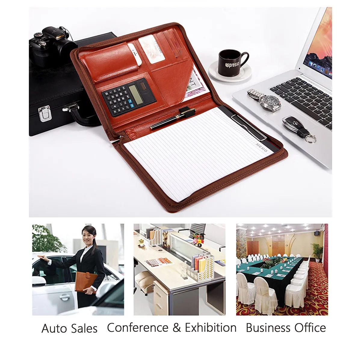 Portable Leather Business Organizer Folder Gift With Binder 6