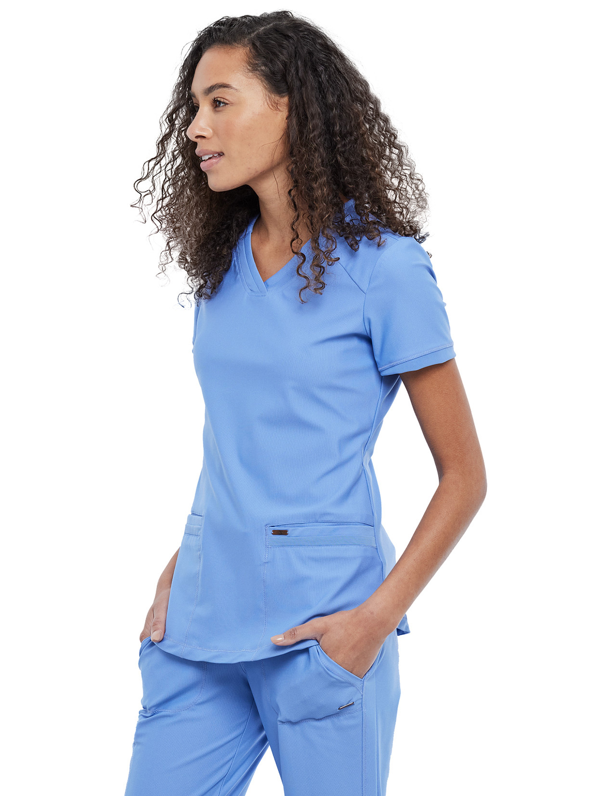 Cherokee - Form - Women's 2-Pocket Curved Hemline V-Neck Top 6