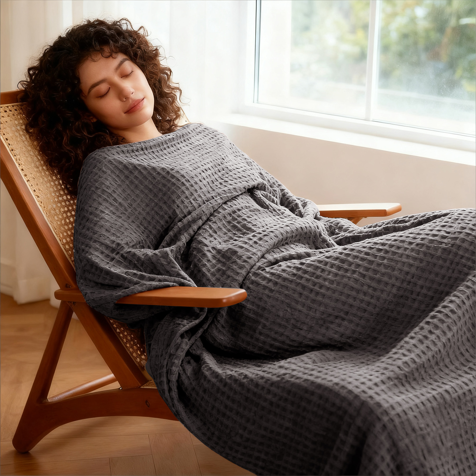 Pure Cotton Waffle Weave Blanket 3