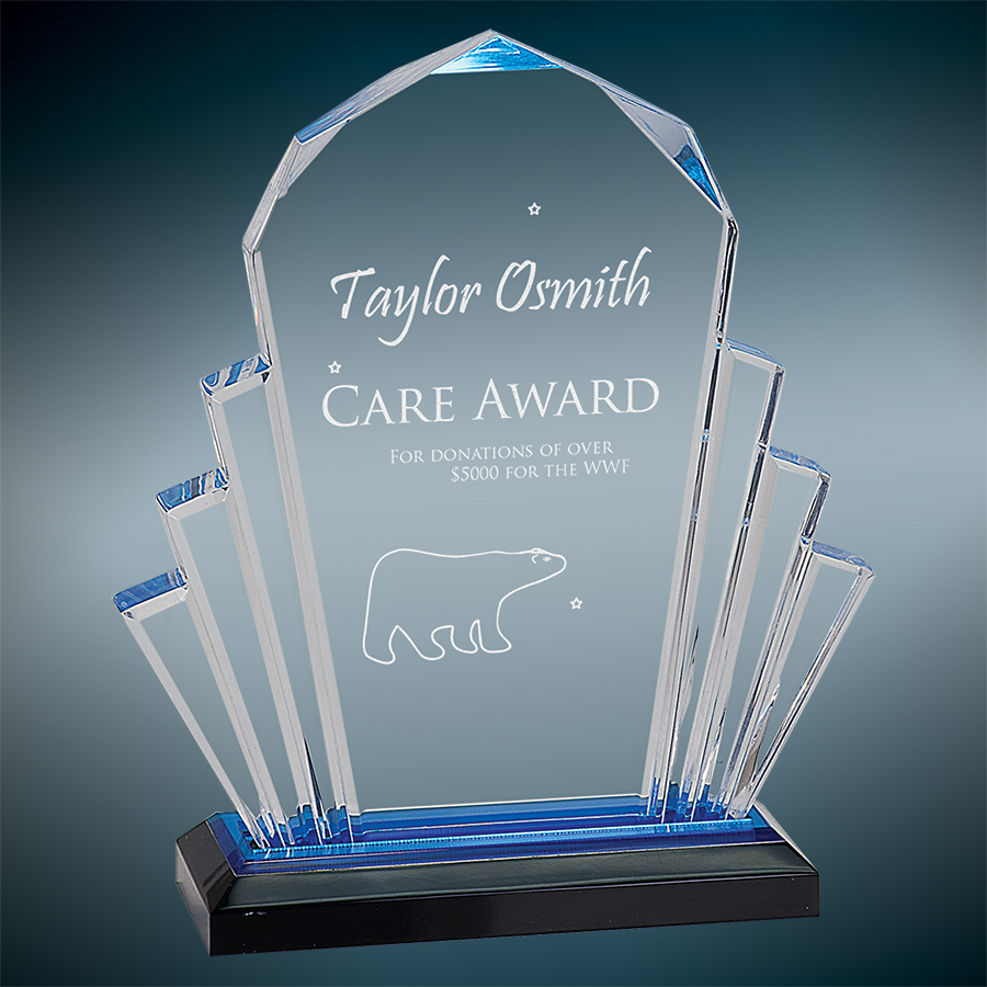 6X8 Bluee Faceted Impress Acrylic Award