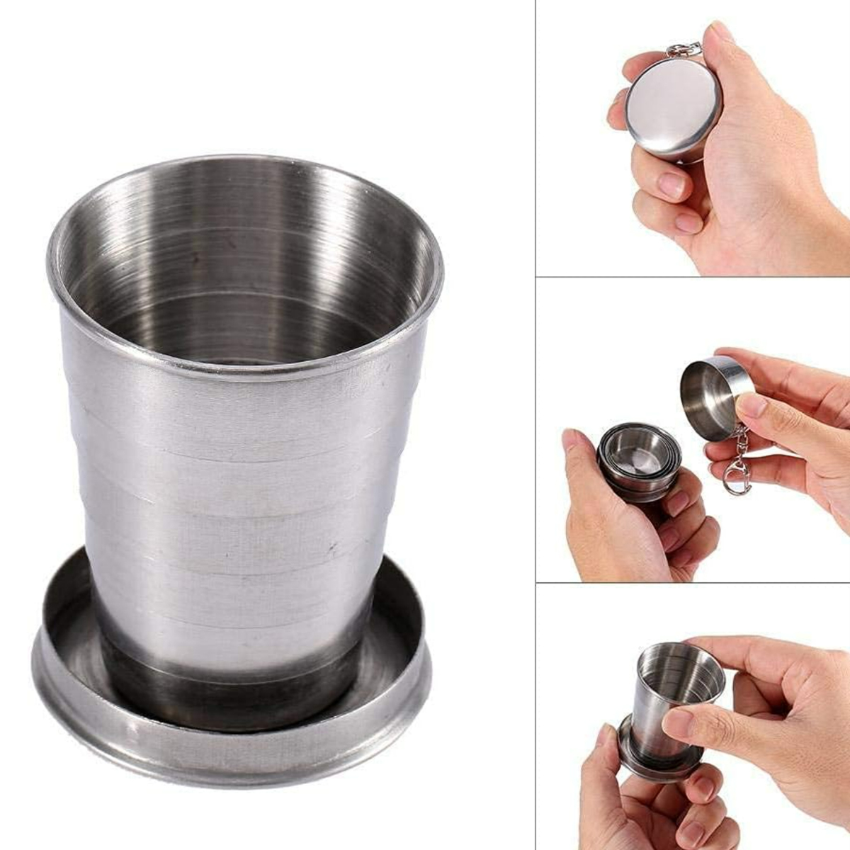 Stainless Steel Collapsible Travel Cup with Keychain 5