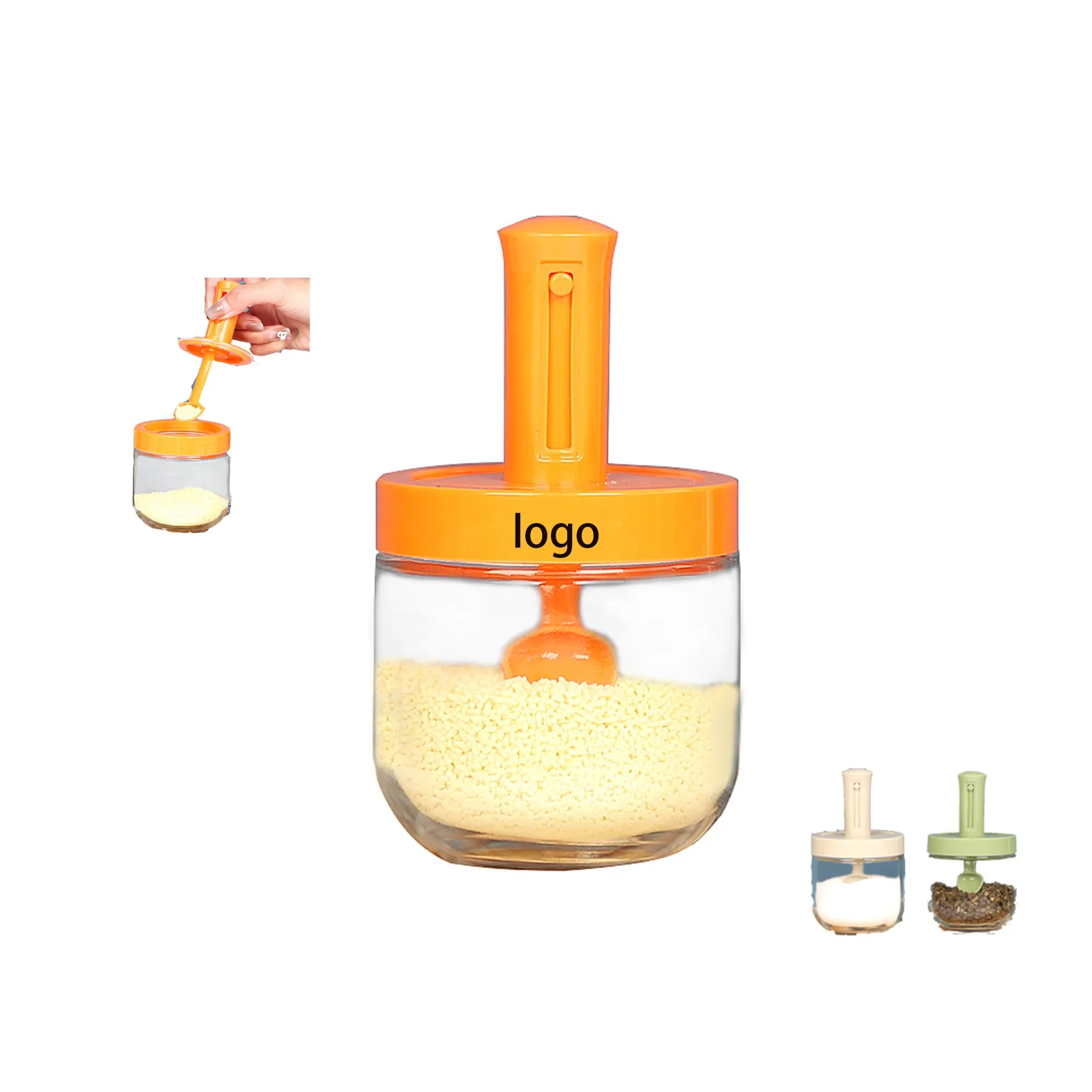 Condiment Pots Spice Jars with Spoons 2