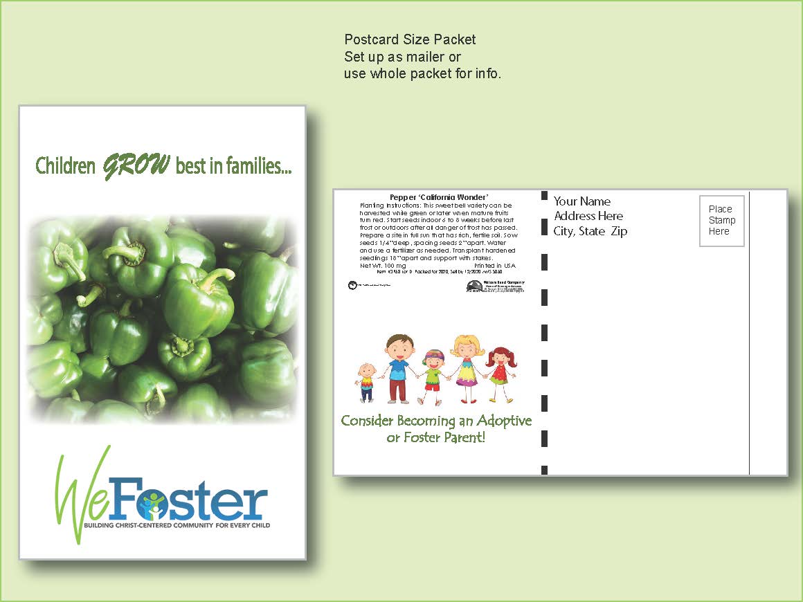 Pepper California Wonder Seed Packet - Postcard Mailer Size 4" x 6.5" 2
