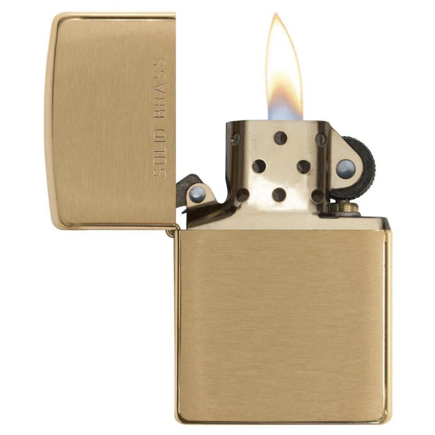 Zippo® USA-Made Windproof Classic Brushed Brass Lighter 2