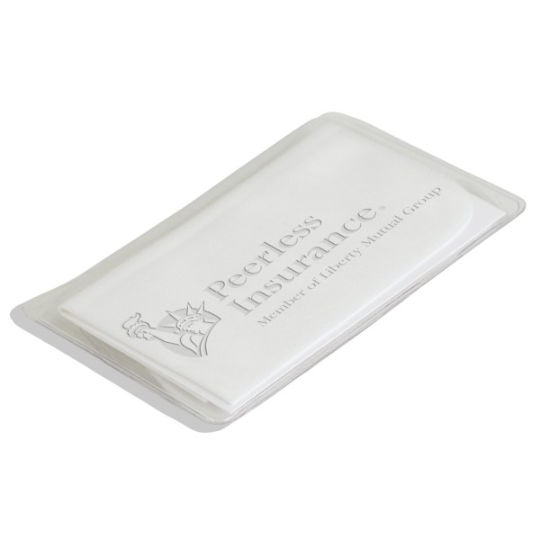 CLOSEOUT! Debossed Microfiber Cloth in Clear Vinyl Pouch 4" x 7" 1