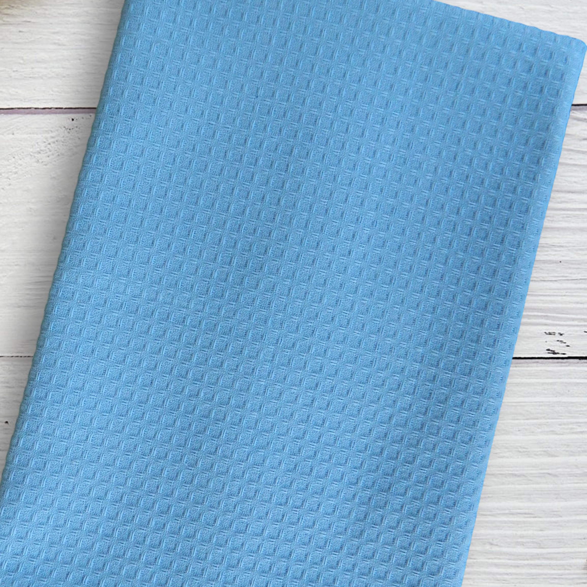 Lt. Blue Waffle Weave Kitchen Towel with Custom Print 2
