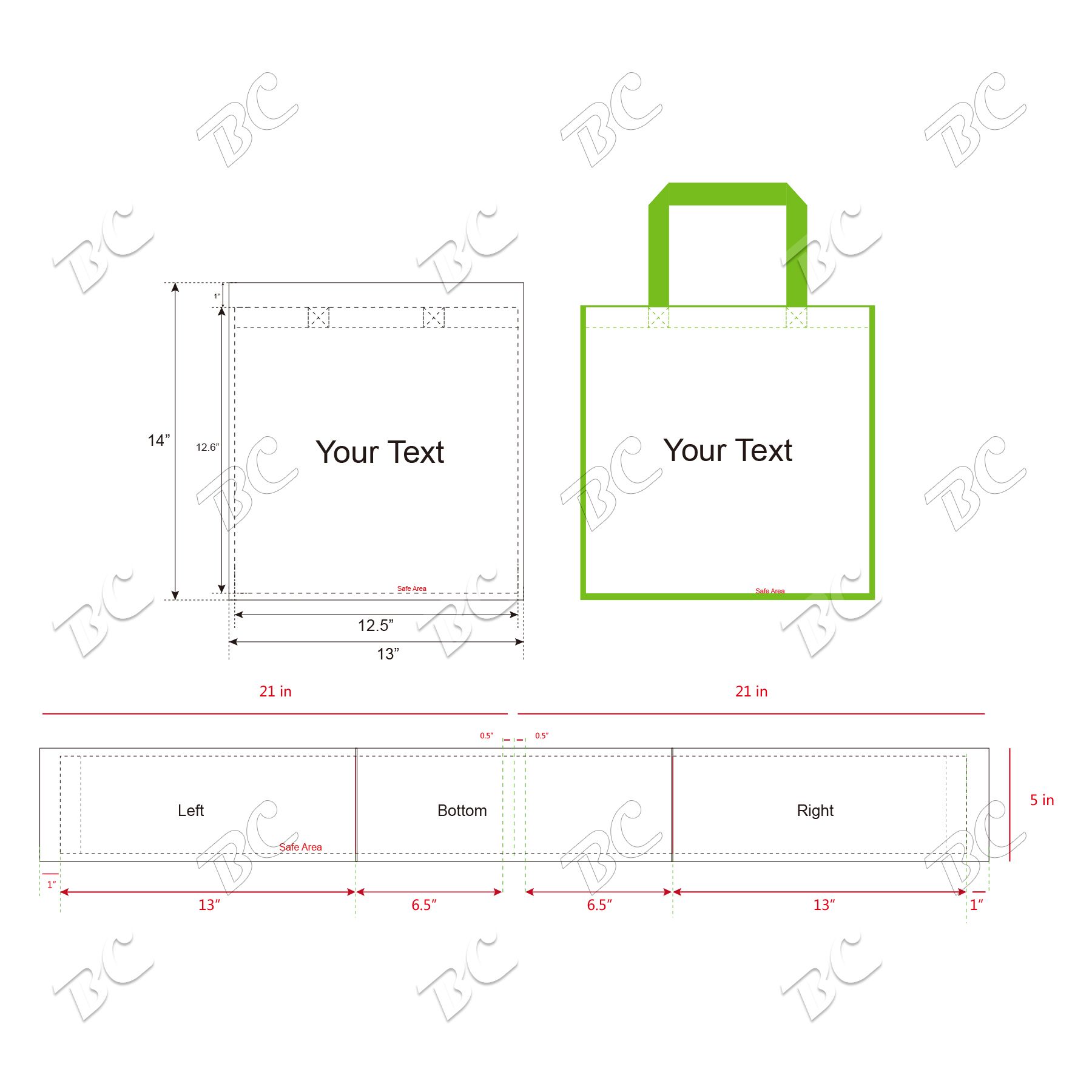 Free shipping Color Trim Dye Sub TOTE BAGS 1