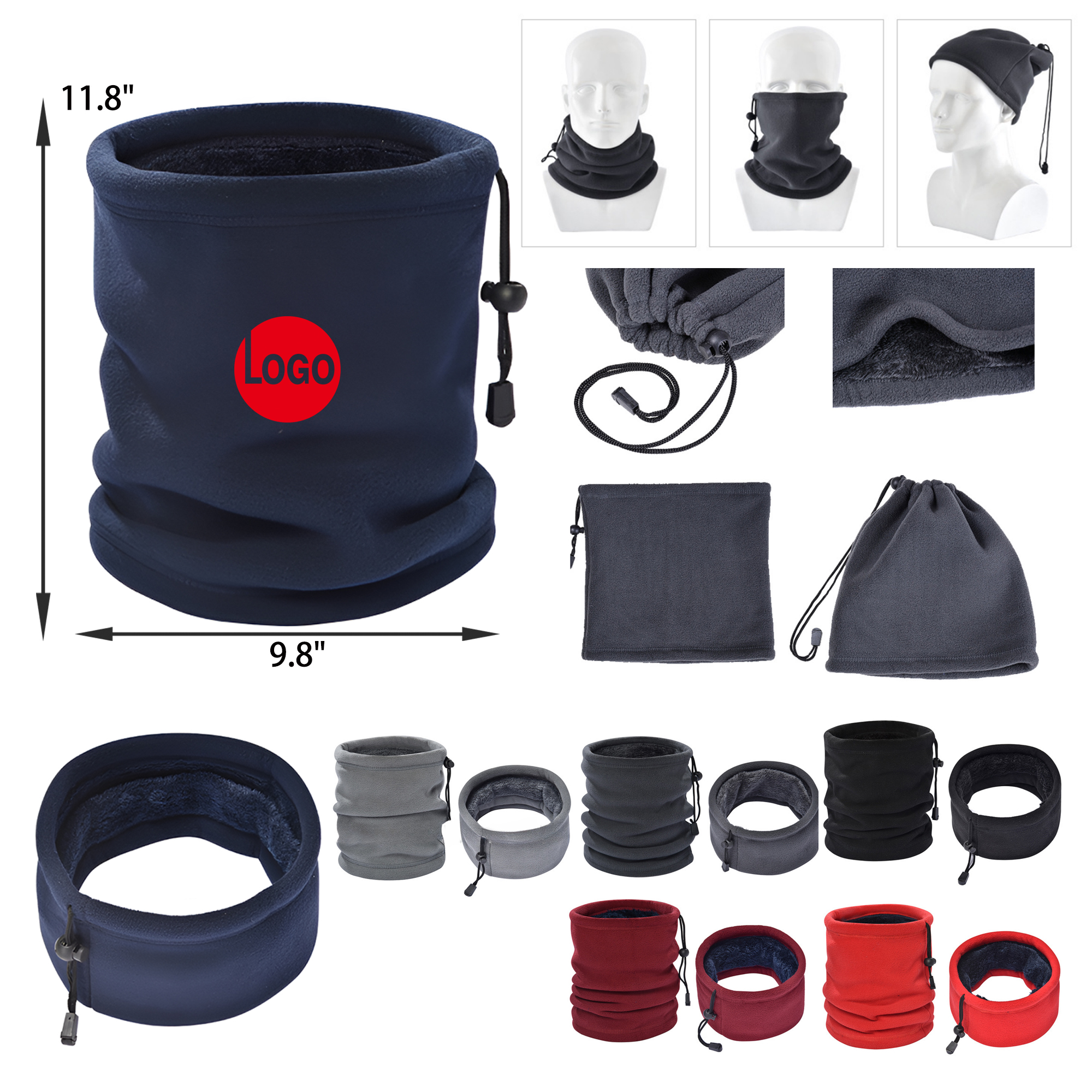 MOQ 50 PCS Warm Multifunctional Fleece Neck Gaiters 7