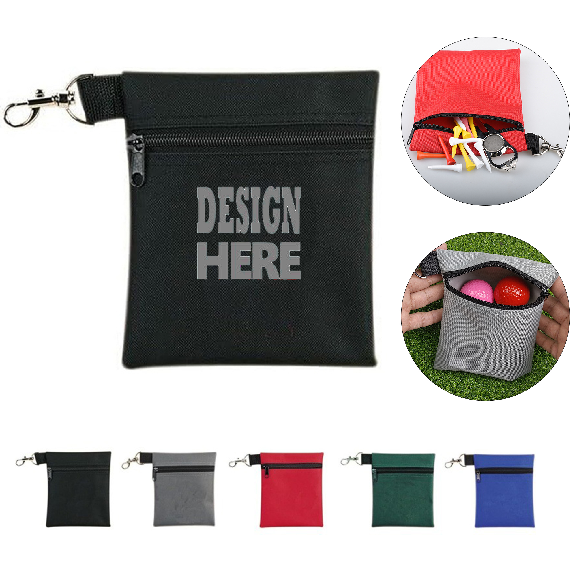 Zipper Golf Ball And Tee Pouch 2