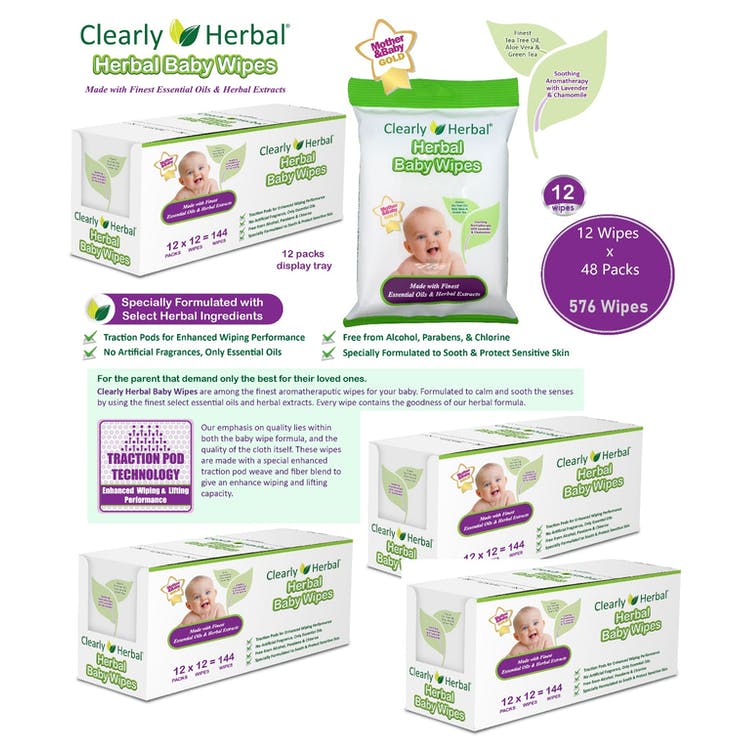 Clearly Herbal Plant Based Baby Wipes - Travel Pack 12 Count 1