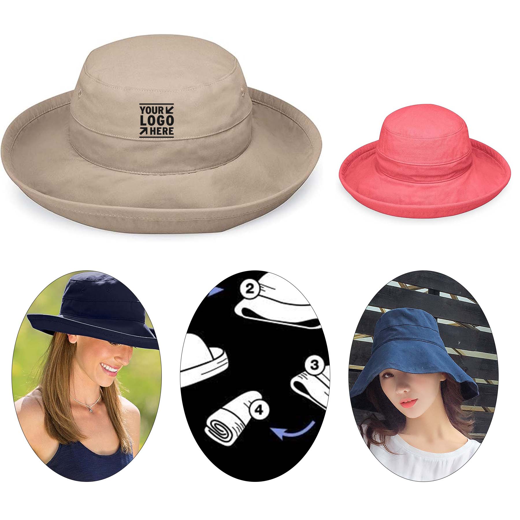 UPF 50+ Wide Brim Packable Adjustable Company Womens Casual Traveler Sun Hat