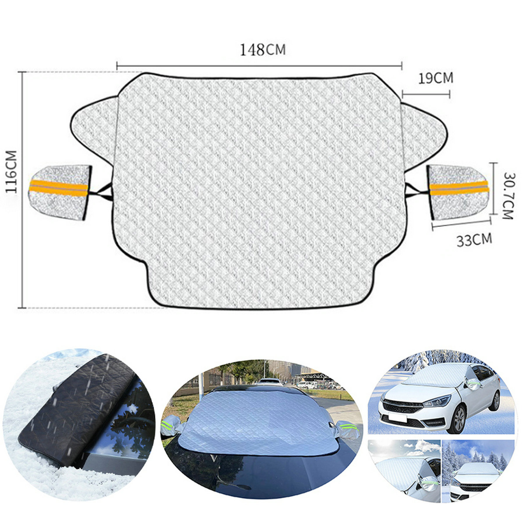 Car Window Sun Shade Visor With Reflective Strips 2