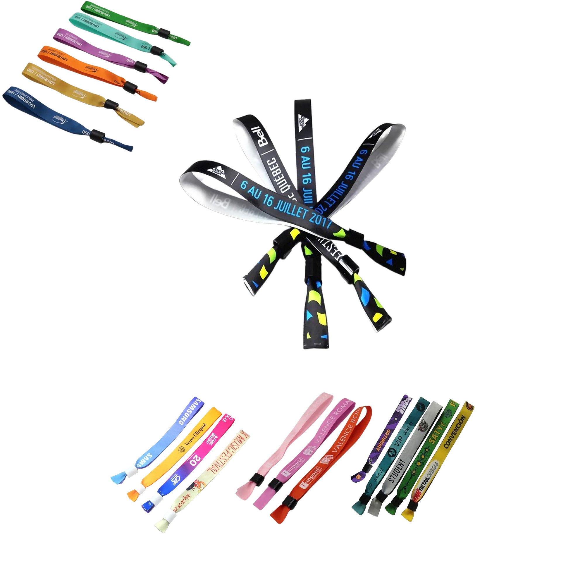 MOQ50 Disposable Full Color Fabric Bracelet Woven Wristbands 2
