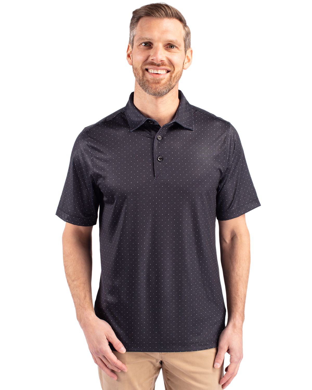 Pike Double Dot Print Stretch Mens Polo