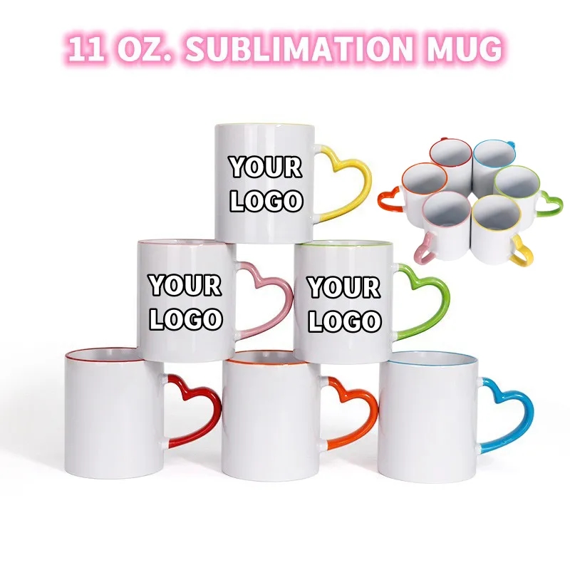 Heart-shaped Handle 11 oz Ceramic Sublimated Cups 3