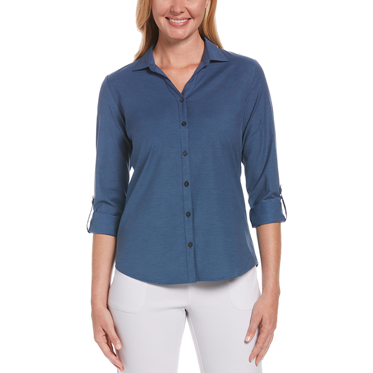 Perry Ellis Ladies Heathered Woven Shirt 4