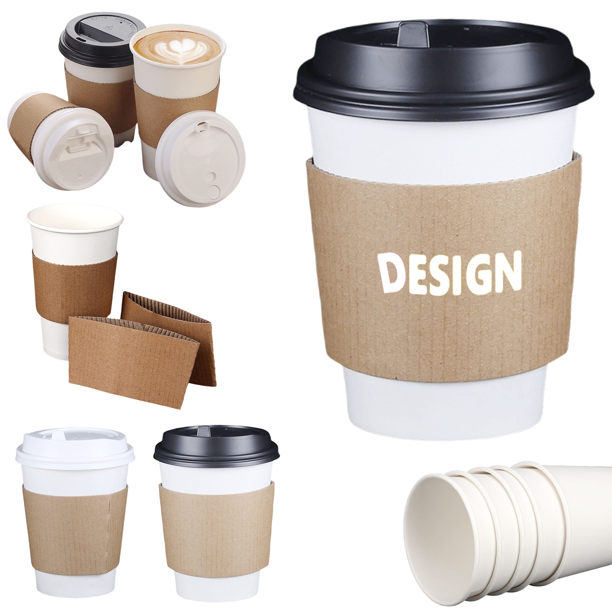 Disposable Coffee Cups With Lids Sleeves 2