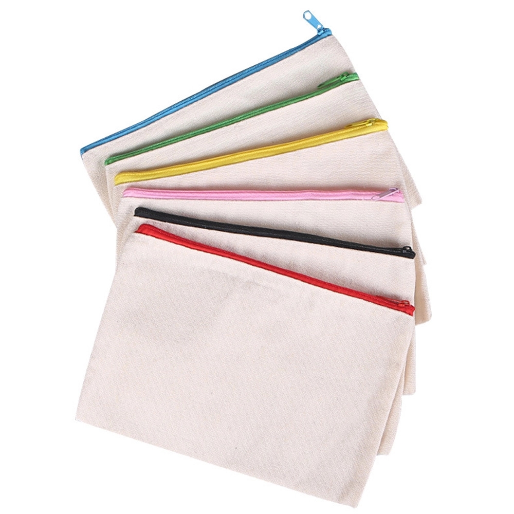 Canvas Travel Pouches Pencil Case Cosmetic Cotton Zipper Bag 4